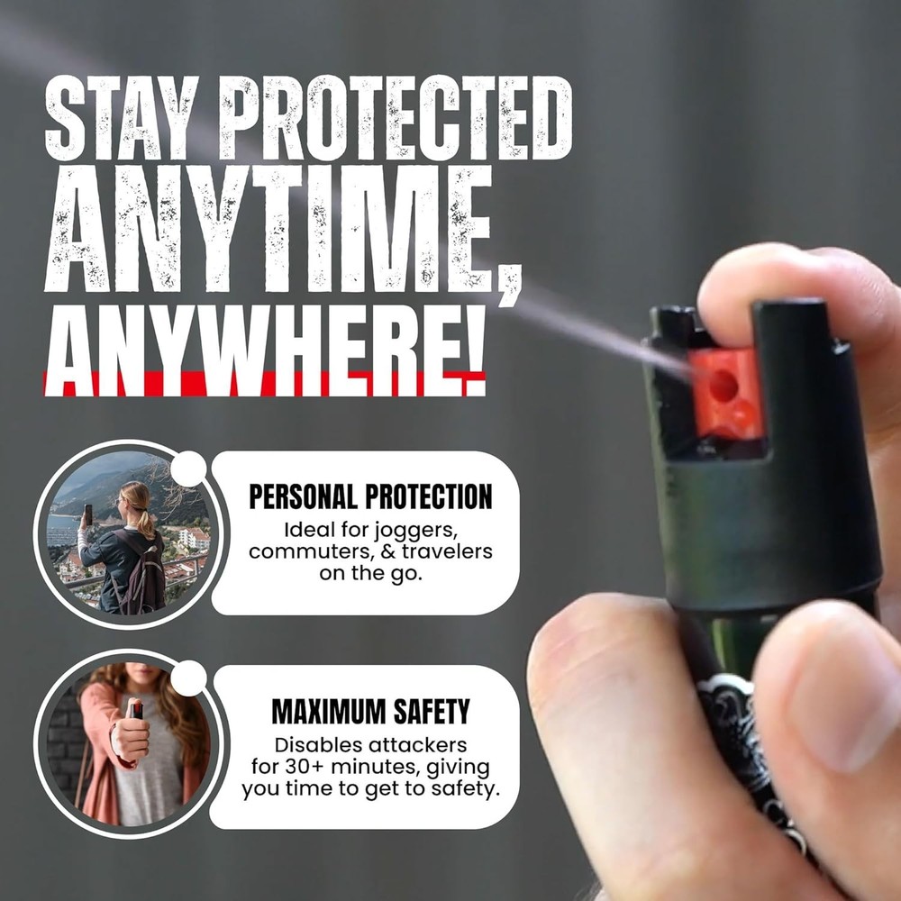 Compact Pepper Spray Self Defense- Tactical Maximum Heat Strength OC- Small D...