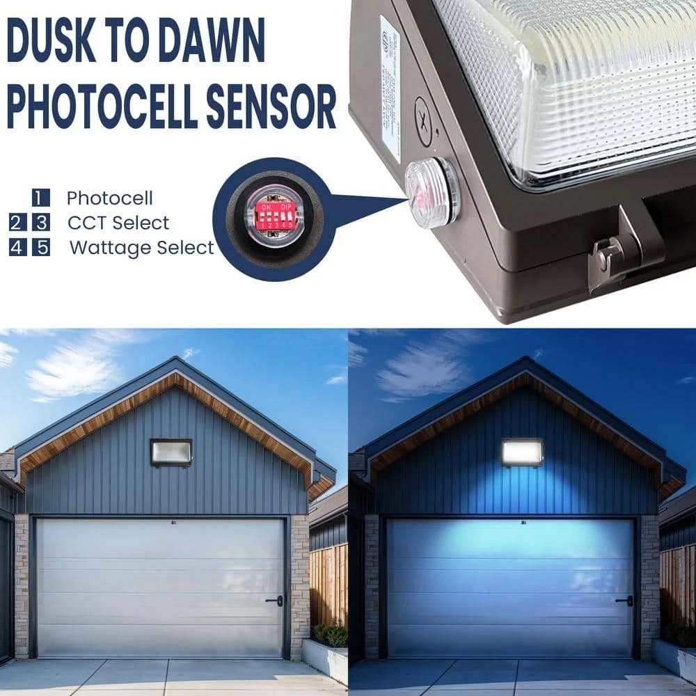 40/60/80- Watt 10000 Lumen Integrated LED Bronze Dusk to Dawn Wall Pack Light,