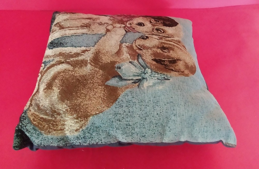 Two Puppies Square Accent Pillow