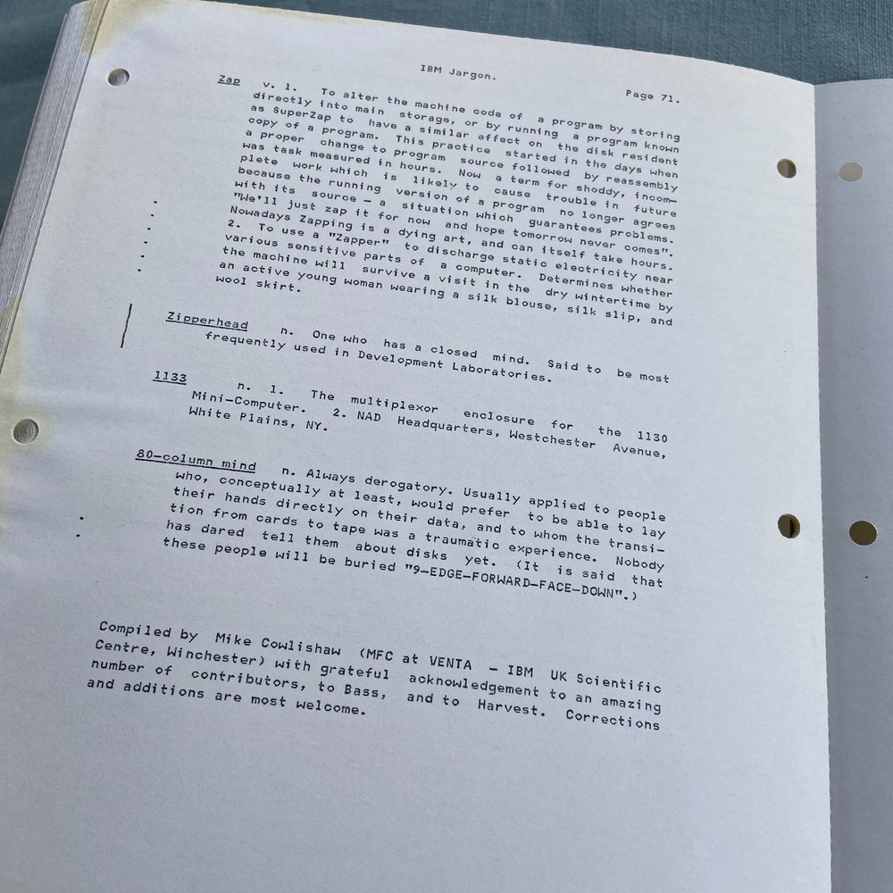 IBM Internal Document Jargon General Computing Dictionary Manual 6th Ed. 1983