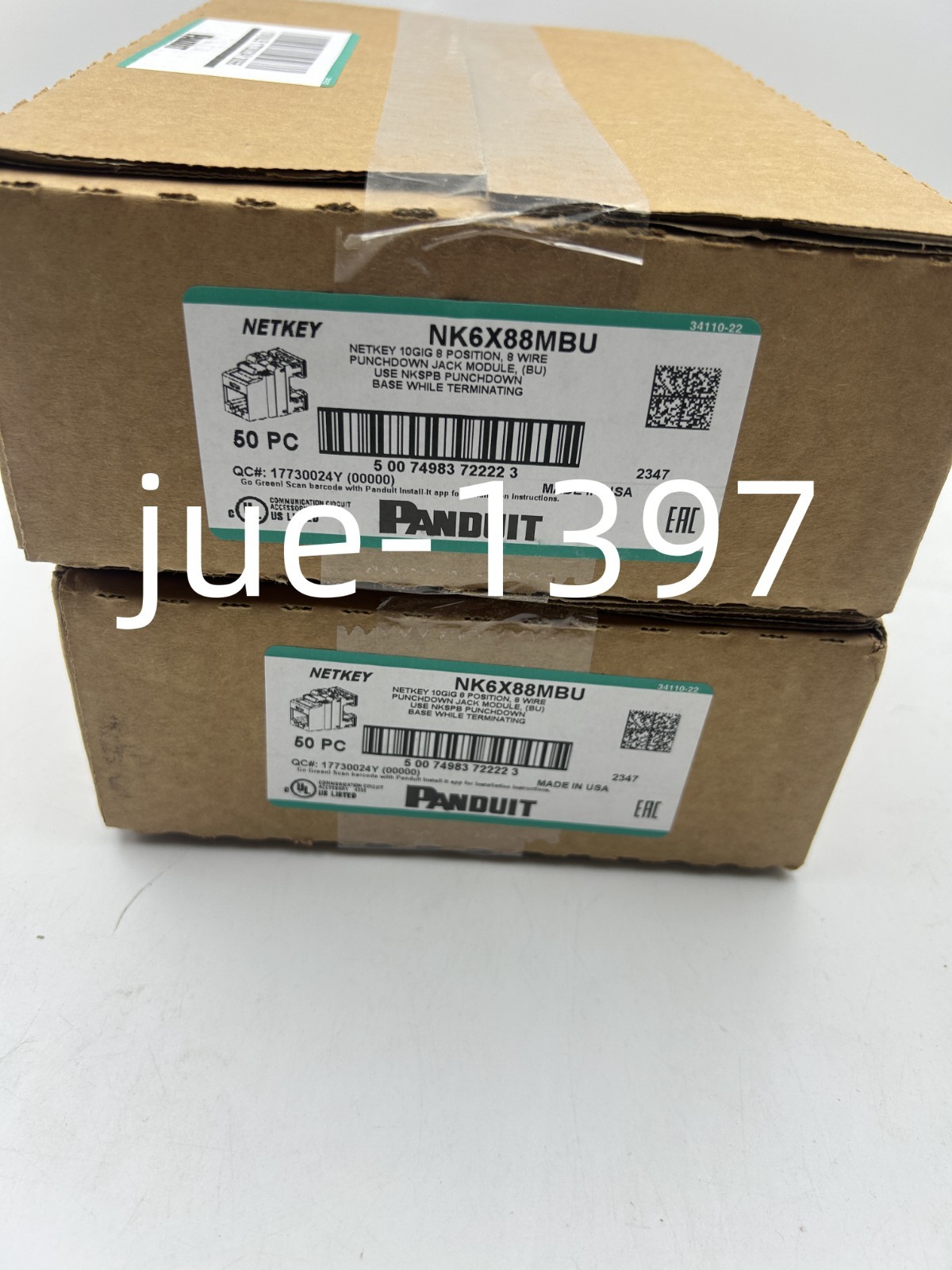 Panduit NetKey NK6X88MBU Cat6a Keystone Jack Blue Module (Qty 50) Free shipping