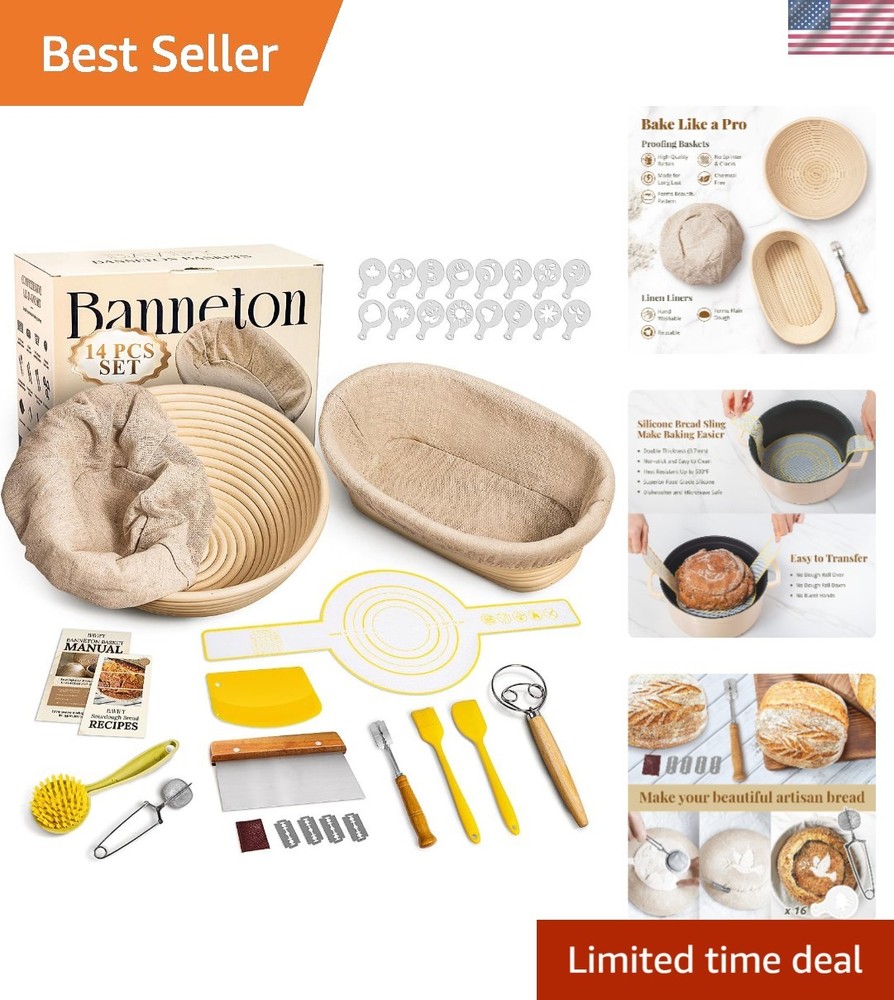 Artisan Sourdough Starter Kit with Rattan Baskets - Perfect Baking Essentials