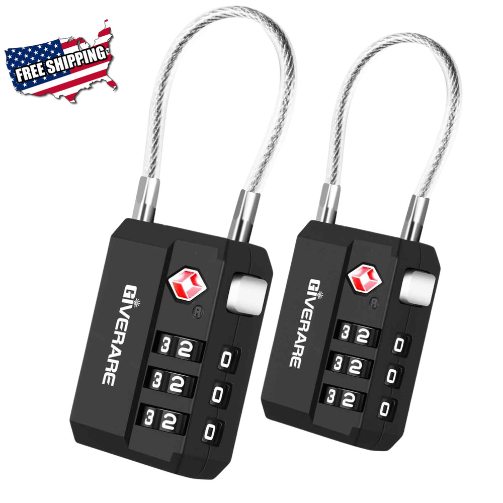 TSA Approved Weatherproof Cable Luggage Locks - Black
