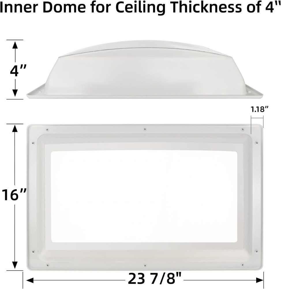 RV Skylight Replacement Bundle,18" x 26" RV Skylight Shower Outer Smoke Gray