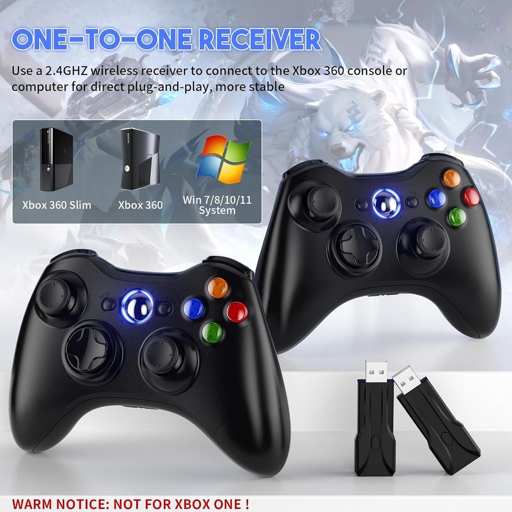 Gamrombo 2 Pack Replacement for Xbox 360 Controller, Wireless Controllers Gamepa