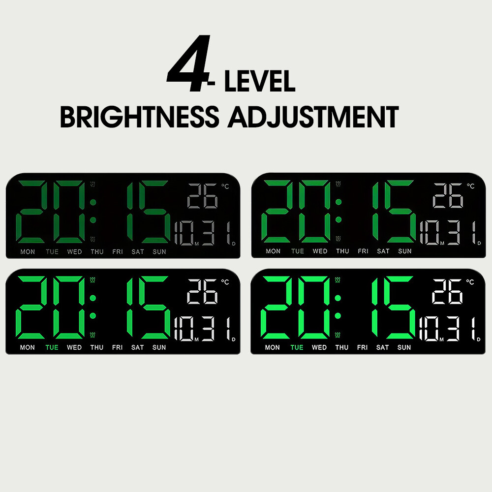 10" Digital LED Desk Alarm Clock Large LCD Display Wall Clock Temperature Date