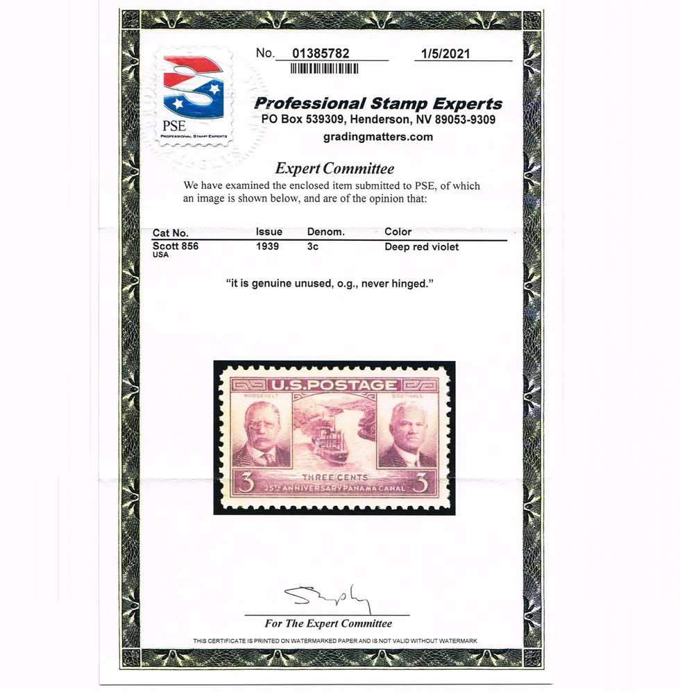 EXCEPTIONAL GENUINE SCOTT #856 XF-SUPERB MINT PRISTINE OG NH PSE CERT #20743