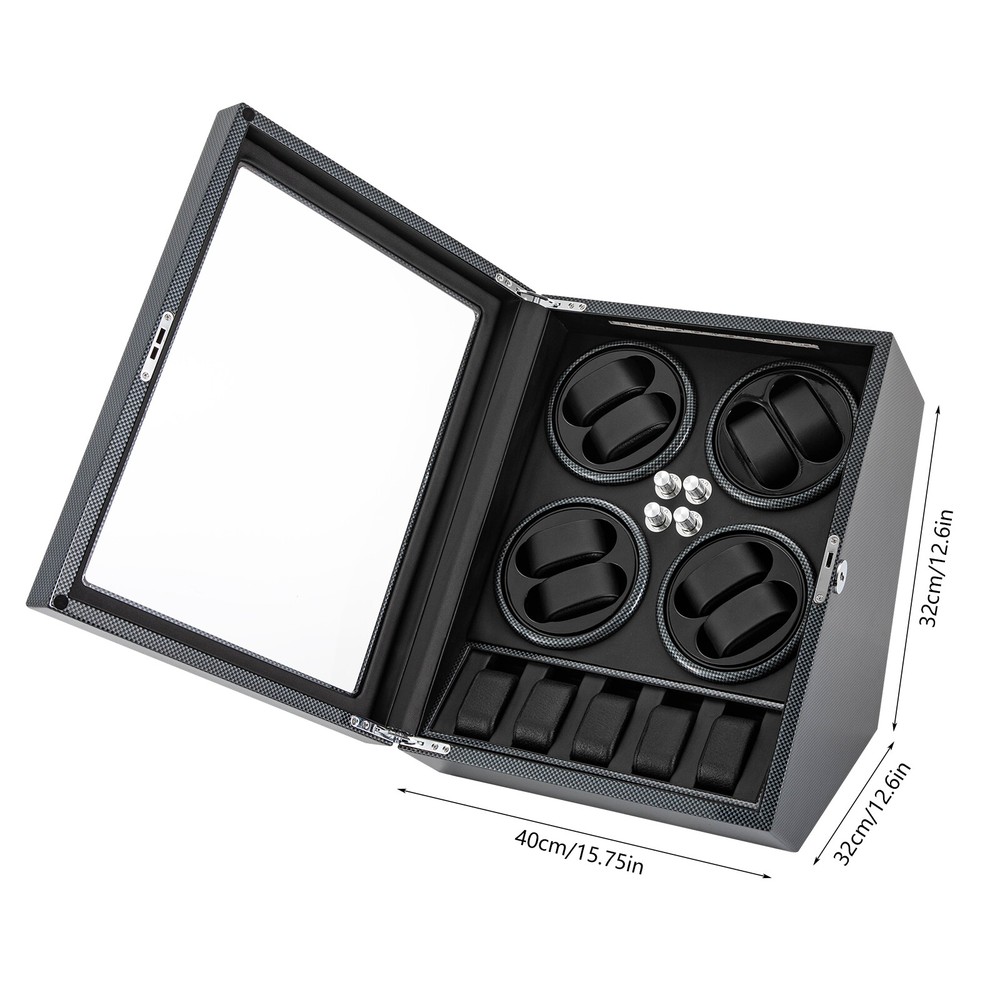 8+5 LED Light Automatic Watch Winder Box Watch Display Storage Case Winder Box