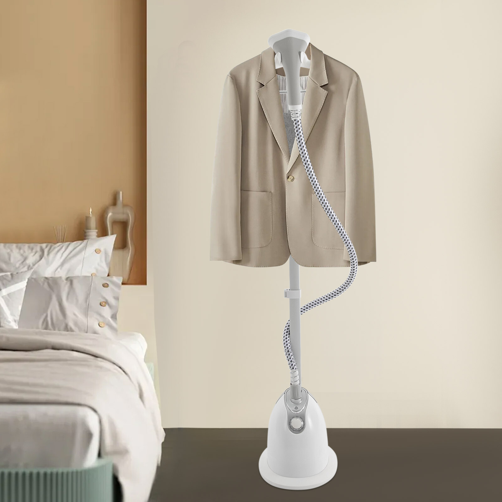 1350W White Professional Standing Garment Steamer w/Ironing Board&Garment Hanger