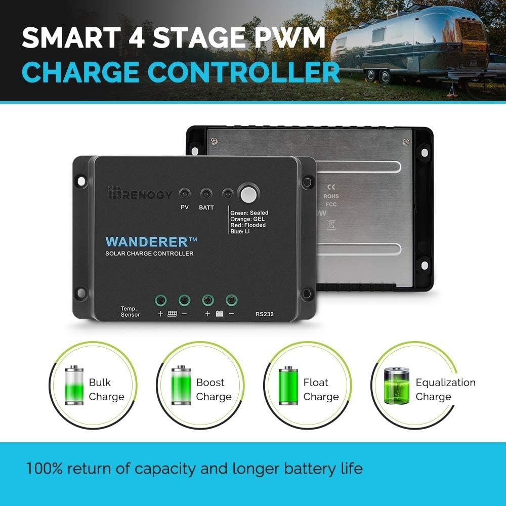 Wanderer Li 30A 12V PWM Negative Ground Solar Charge Controller