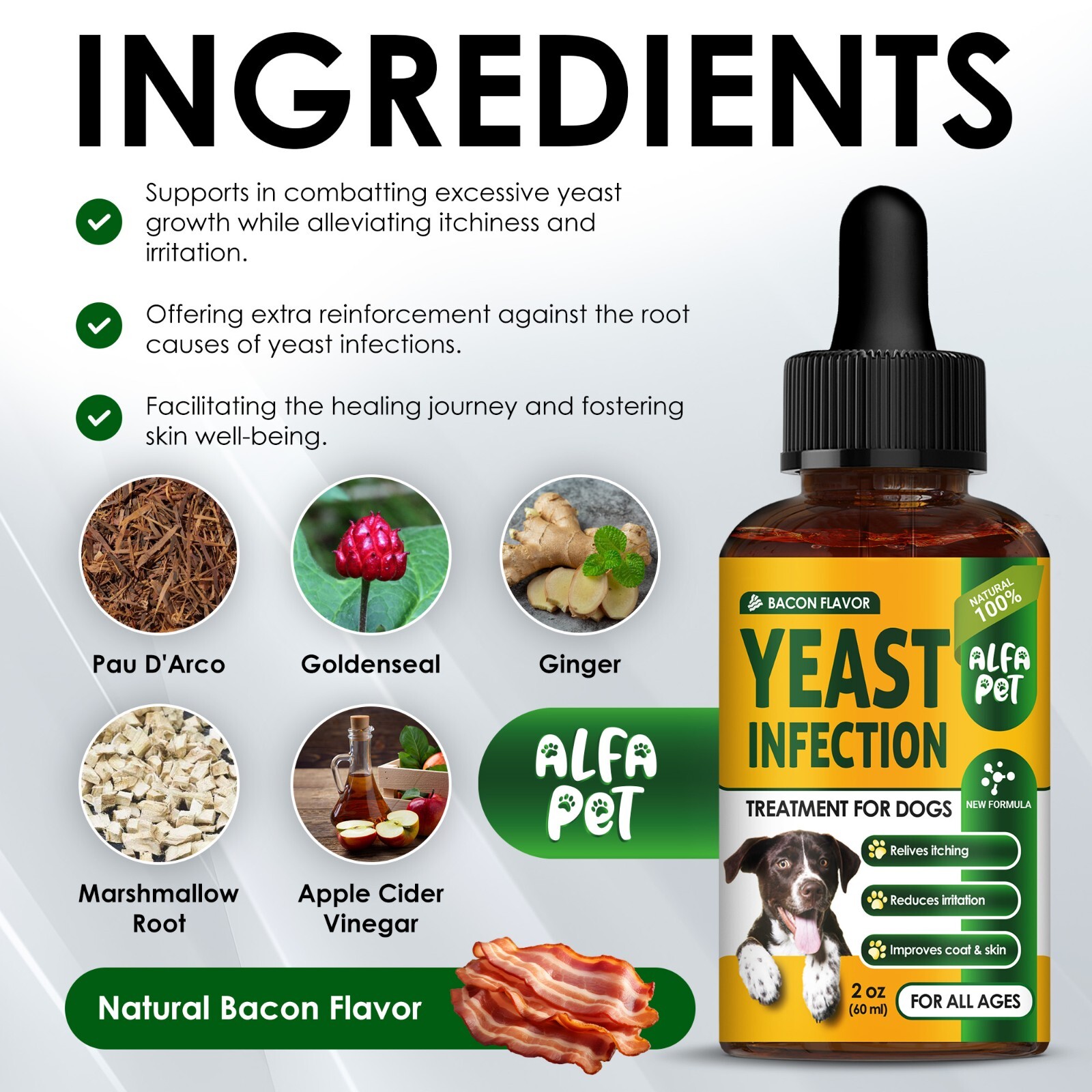 Yeast Infection Treatment for Dogs | Itchy Skin Relief | Herbal Drops | 2 Oz