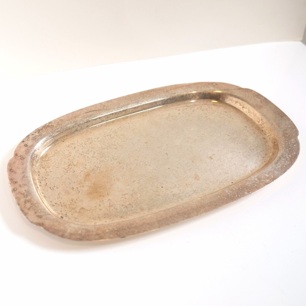 Vintage Wallace Modern Plate Oval Candy Dish Trinket Holder Minimal Silver Plate