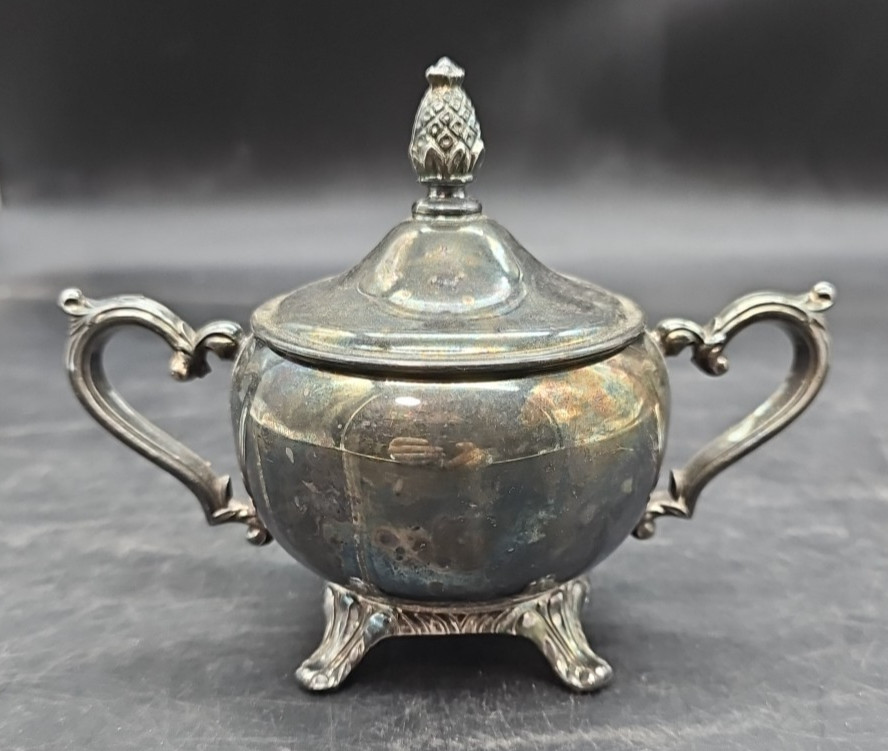 Silverplate Footed Sugar Bowl Vtg Unmarked