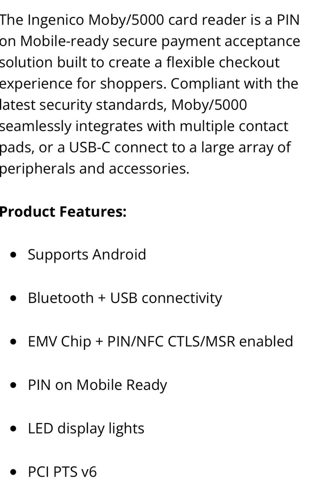 Ingenico Moby 5500 Android Card Reader (P5N506-100012B)