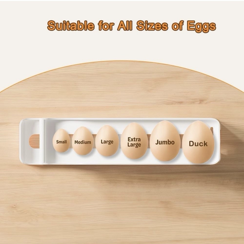 2-Tier Egg Holder for Fridge Auto Rolling Forward Slim Egg Storage Organizer