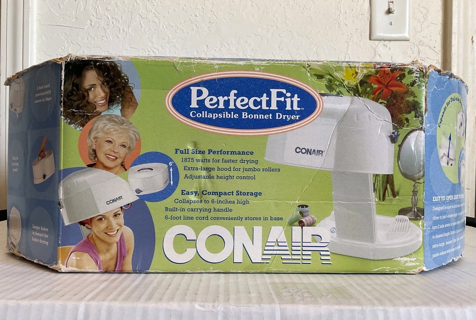 Conair Bonnet Hair Dryer Collapsible Adjustable Portable Perfect Fit NEW NOS