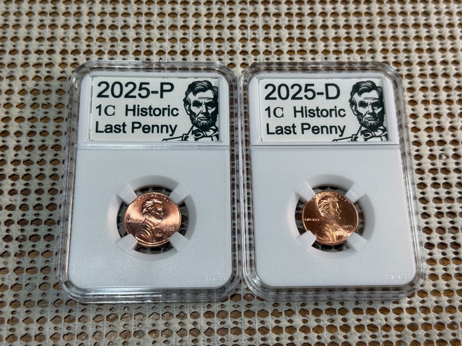 Historic Last Penny Set 2025 P&D • Mounted In Coin Display Slabs