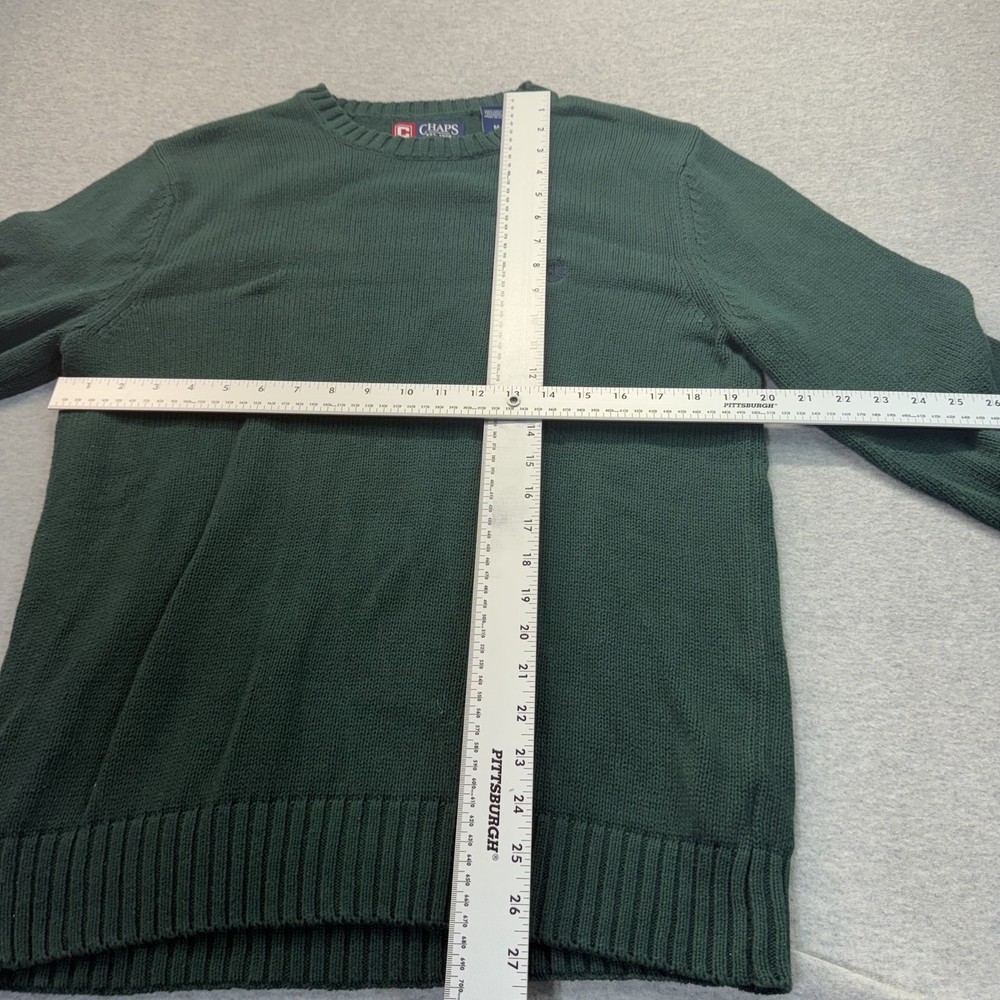 Chaps Men's Medium Green Cotton Crewneck Pullover Knit Logo