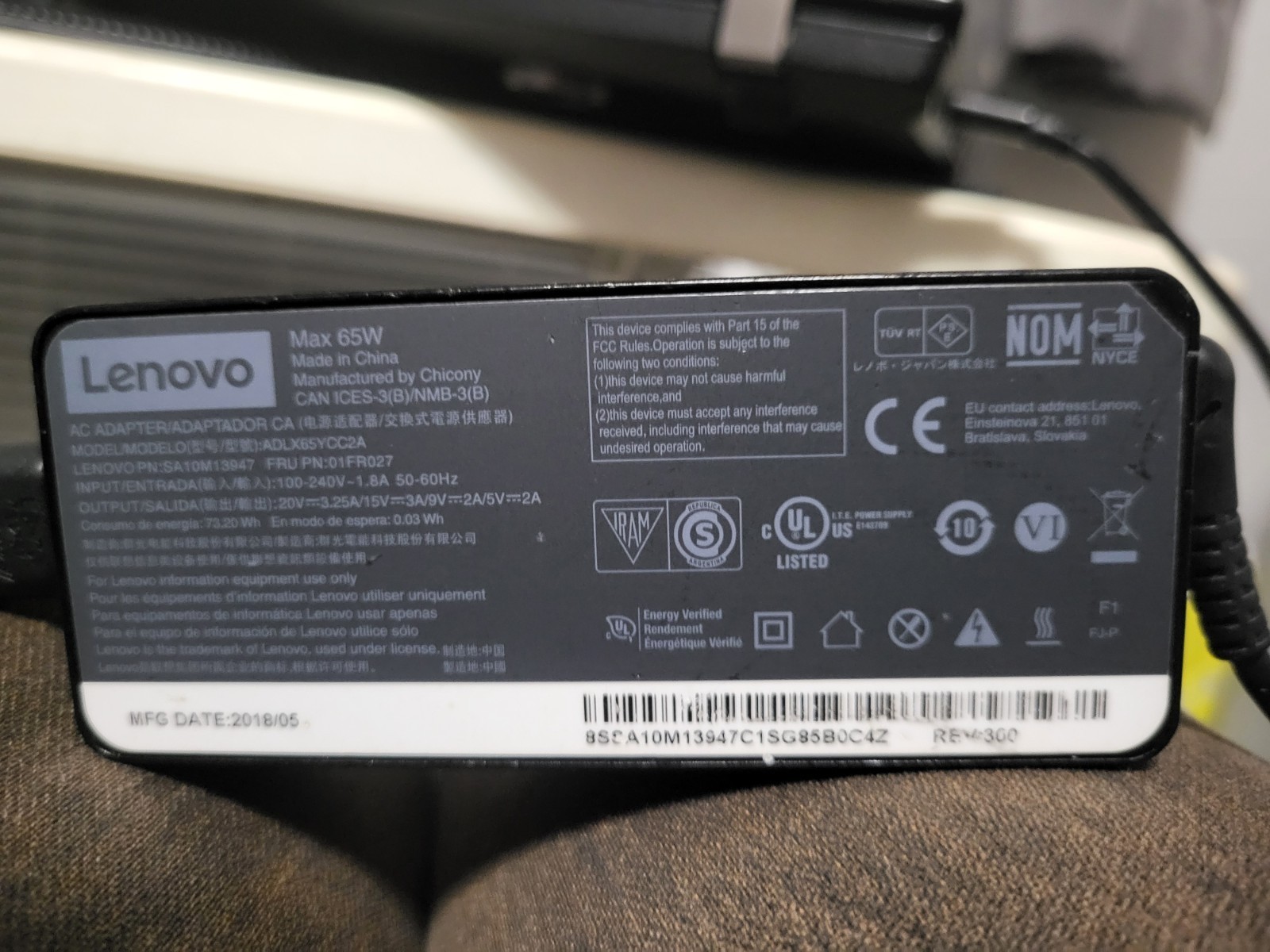 Genuine 65W USB-C Type-C Laptop Adapter Charger Lenovo ADLX65YLC3A ThinkPad X1