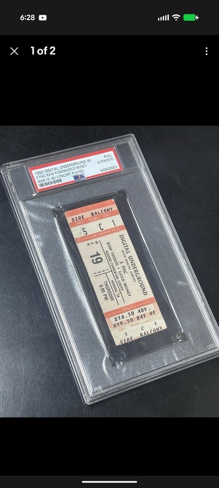 1992 2pac Digital Underground Full Authentic Ticket PSA Authenticated Tupac Save