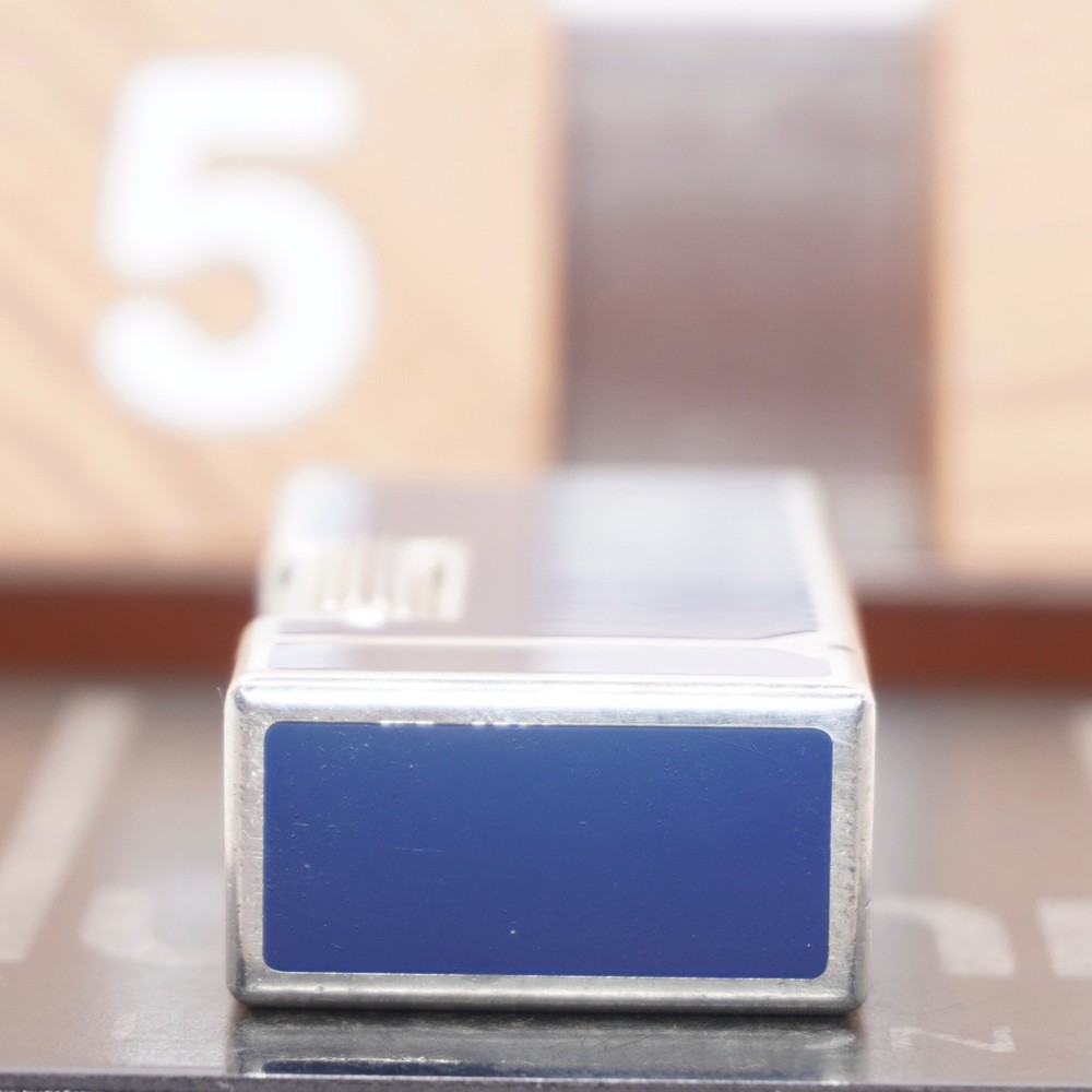 Dunhill Mini Lighter Silver & Blue Lacquer_Ultrasonically Cleaned_Working