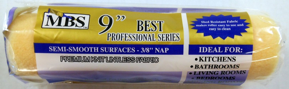 MBS 9" Roller Cover 3/8" Nap Professional Series Dense Polyester