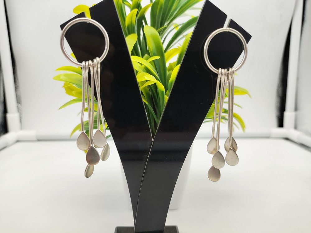 Beautiful 925 Sterling Silver Feathered Handmade Solid Earrings
