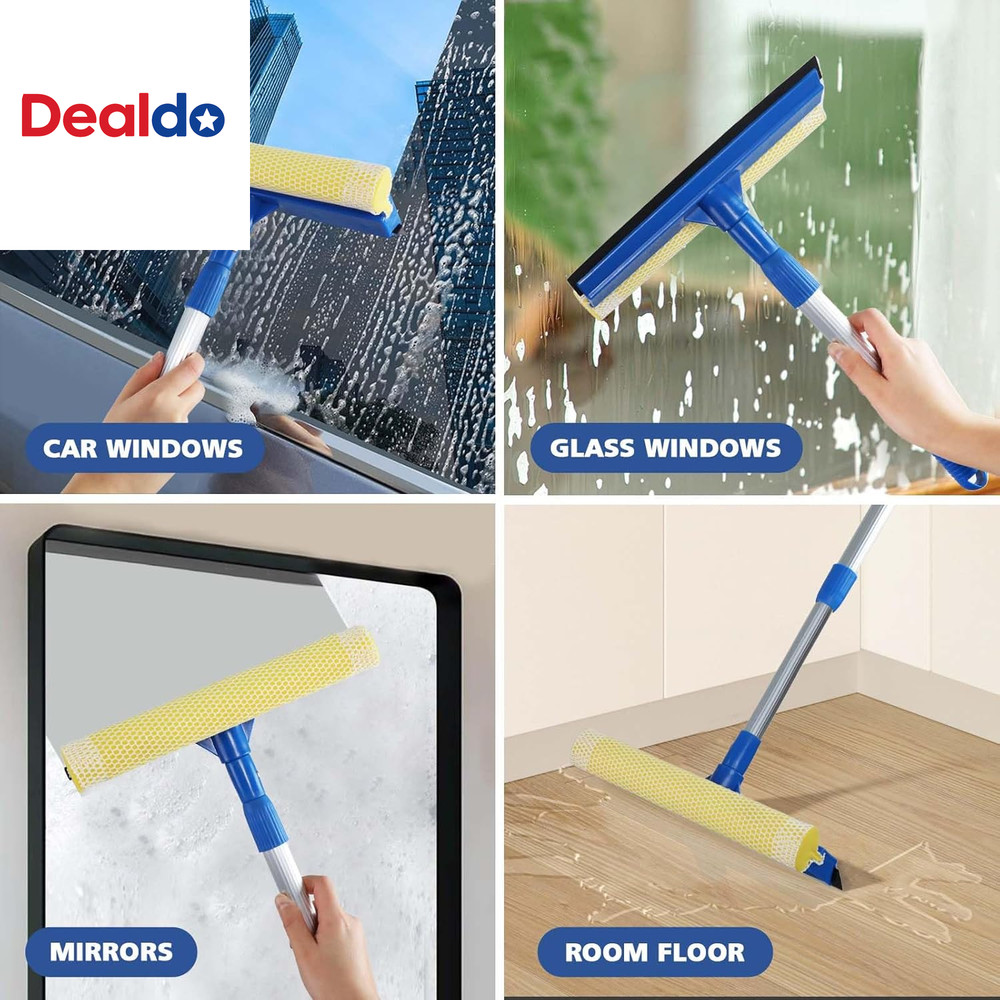 Professional Window Squeegee,2 in 1 Squeegee Window Cleaner with Long Stainless