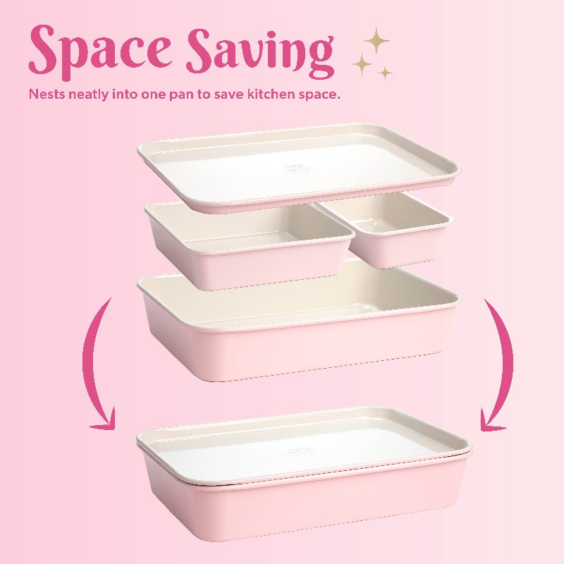 4-Piece Ceramic Nonstick Bakeware Set Kitchen W/ Baking Sheet Pan Cookie Sheet