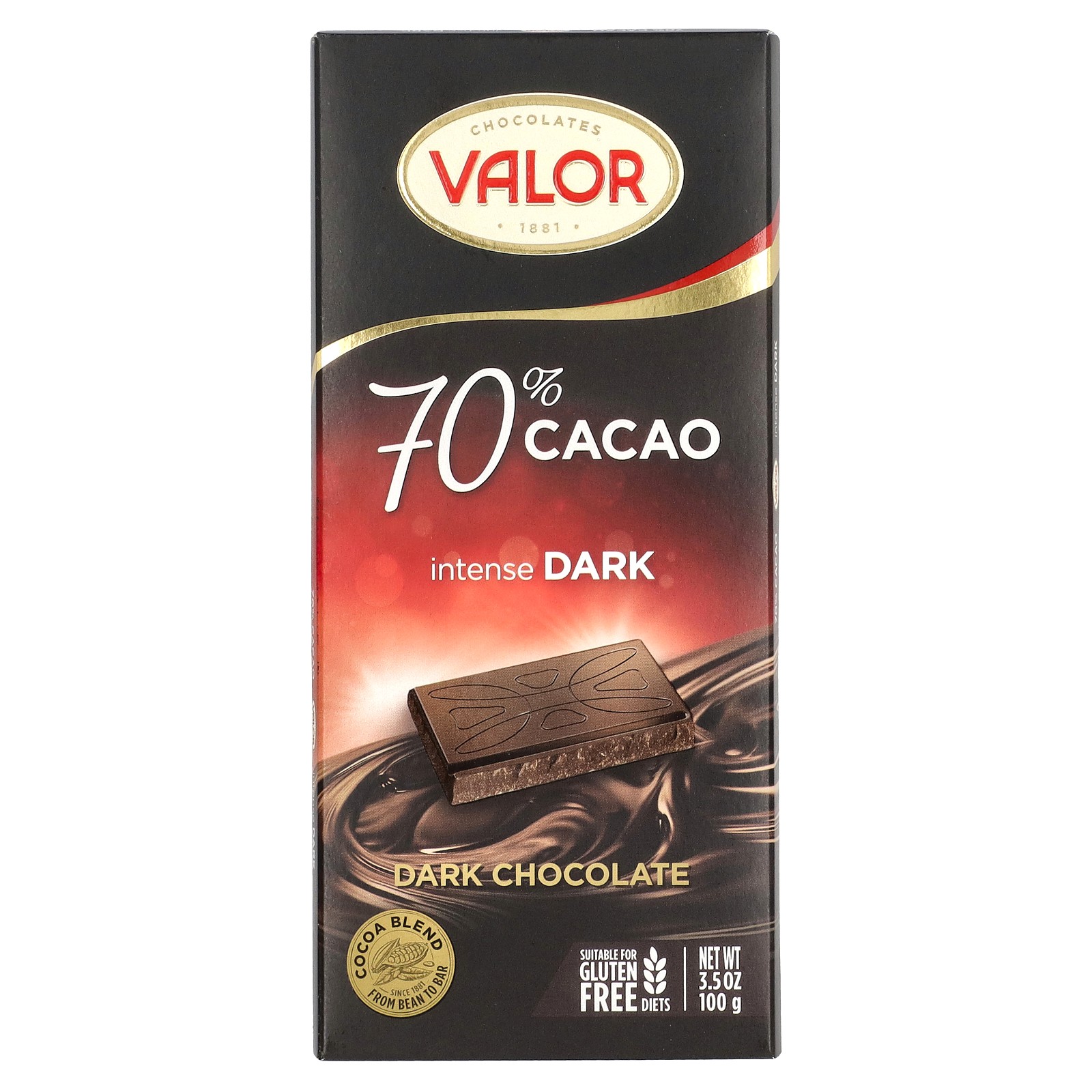 Intense Dark Chocolate, 70% Cacao, 3.5 oz (100 g)