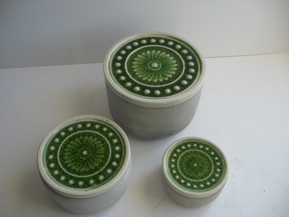 SET OF THREE CEMENT CANISTERS