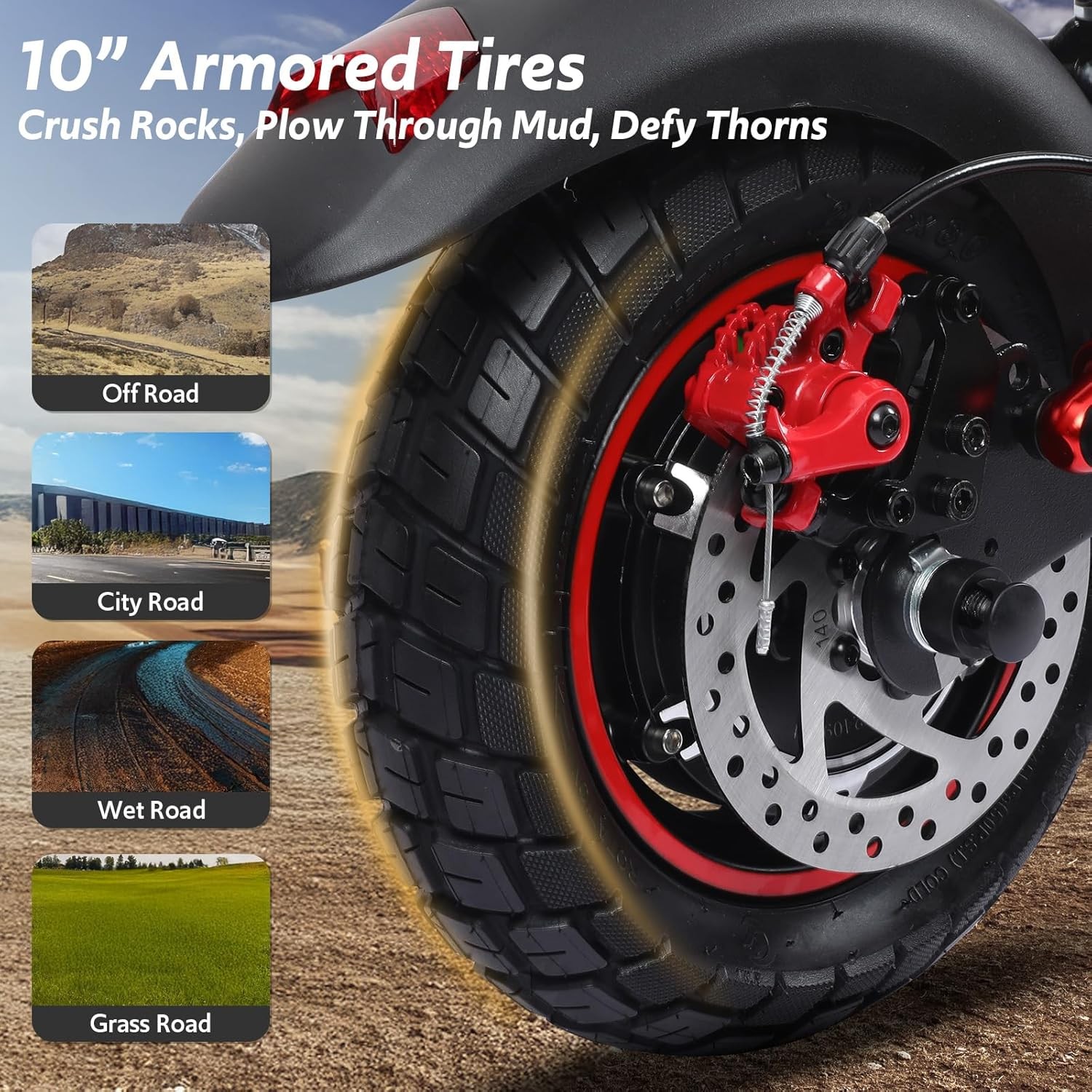 Freeboy Electric Scooter 48v 800W For Adult 10"Off Road Fat Tires Fast Speed US