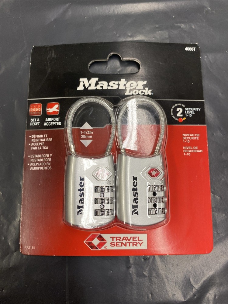 Master Lock 4688T Set Own Combination TSA-Accepted Cable Padlock Silver