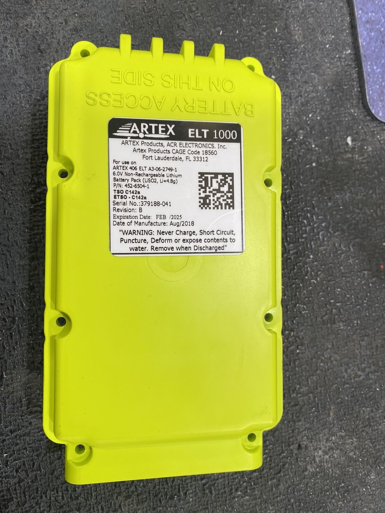 Emergency Locator Transmitter battery
