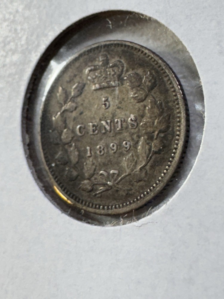 1899 Canada 5 Cents Small Silver Coin