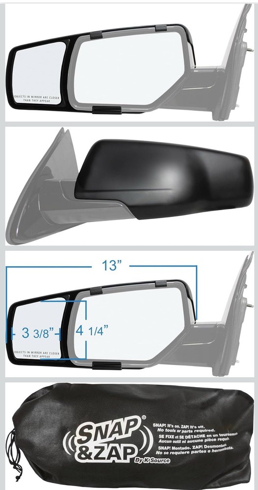 Add-on/ removable Towing Mirror Pair
