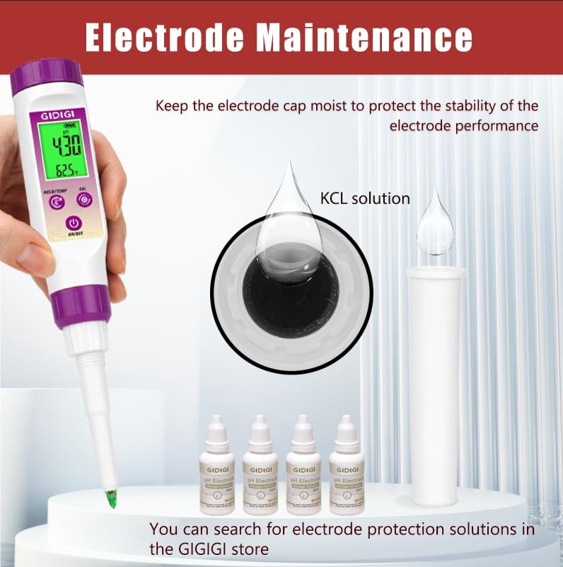 GIDIGI Digital pH Meter Food with Replaceable Probe Spear Tip Tester...