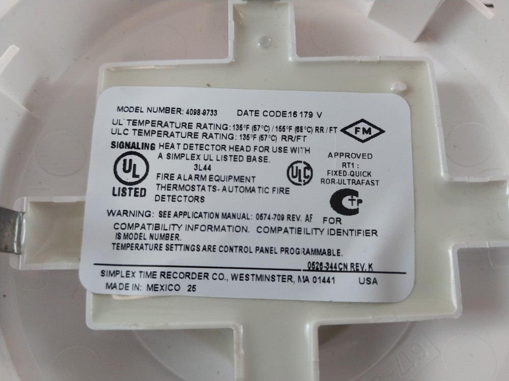 Simplex 4098-9733 heat detector