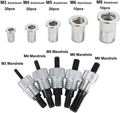 Threaded Rivet Nut Setter Insert Tool Kit 86pcs Hand Riveter Rivnut Nutsert