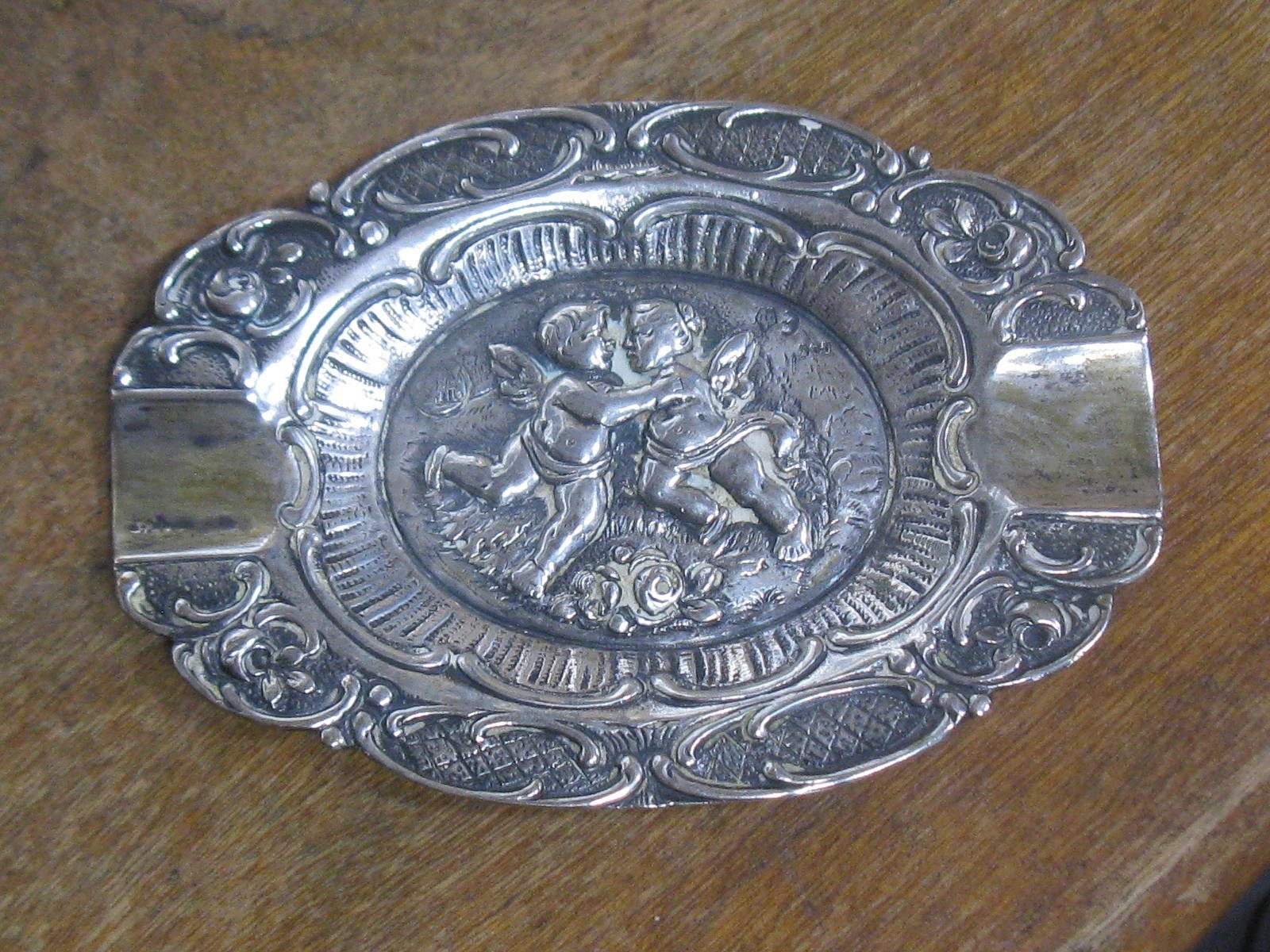 German 800 post 1886 silver coin or ashtray cupid or angels