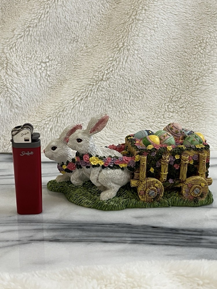 Three Hands Easter Collection Bunnies with Easter Egg Cart Figurine