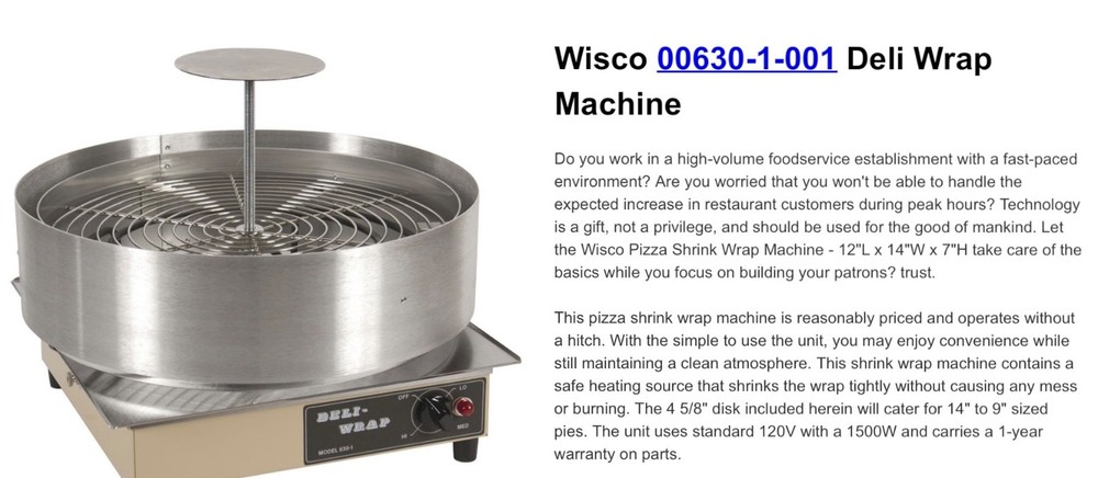 Wisco-Deli Wrap Machine - 0630 MIB