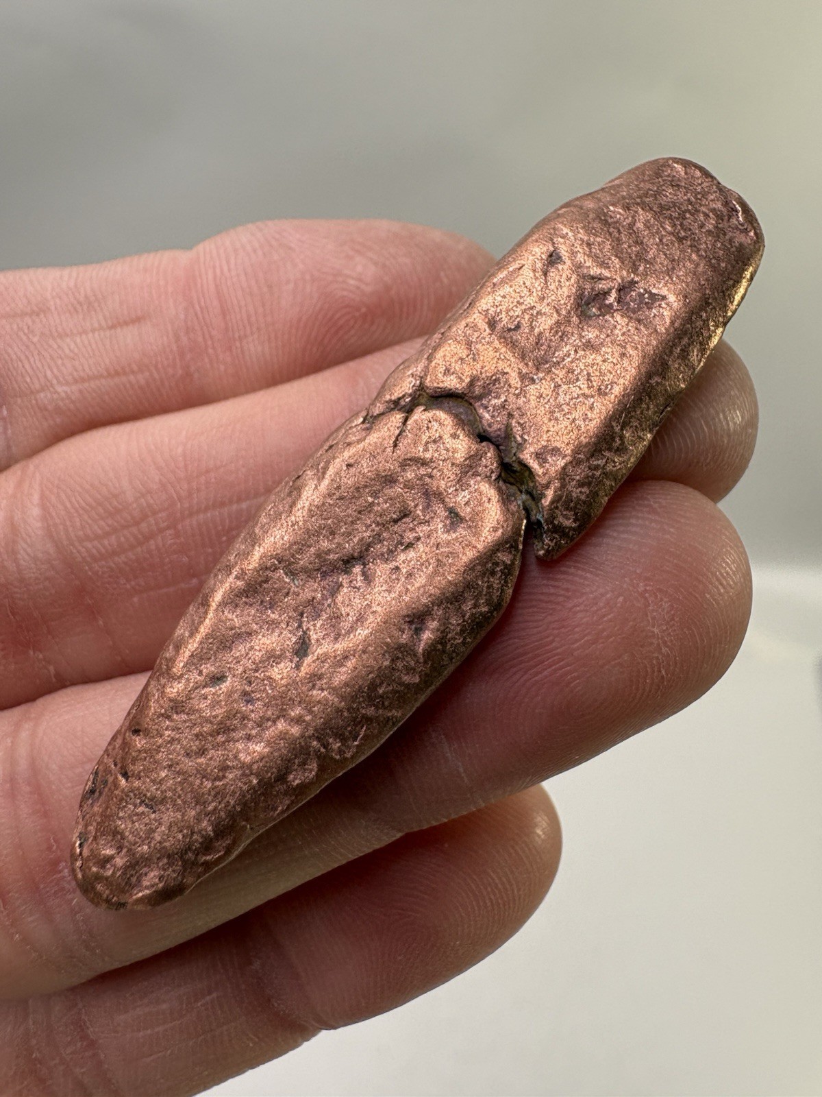 Pure Native Michigan Solid Copper Nugget Specimen Keweenaw Peninsula Mineral