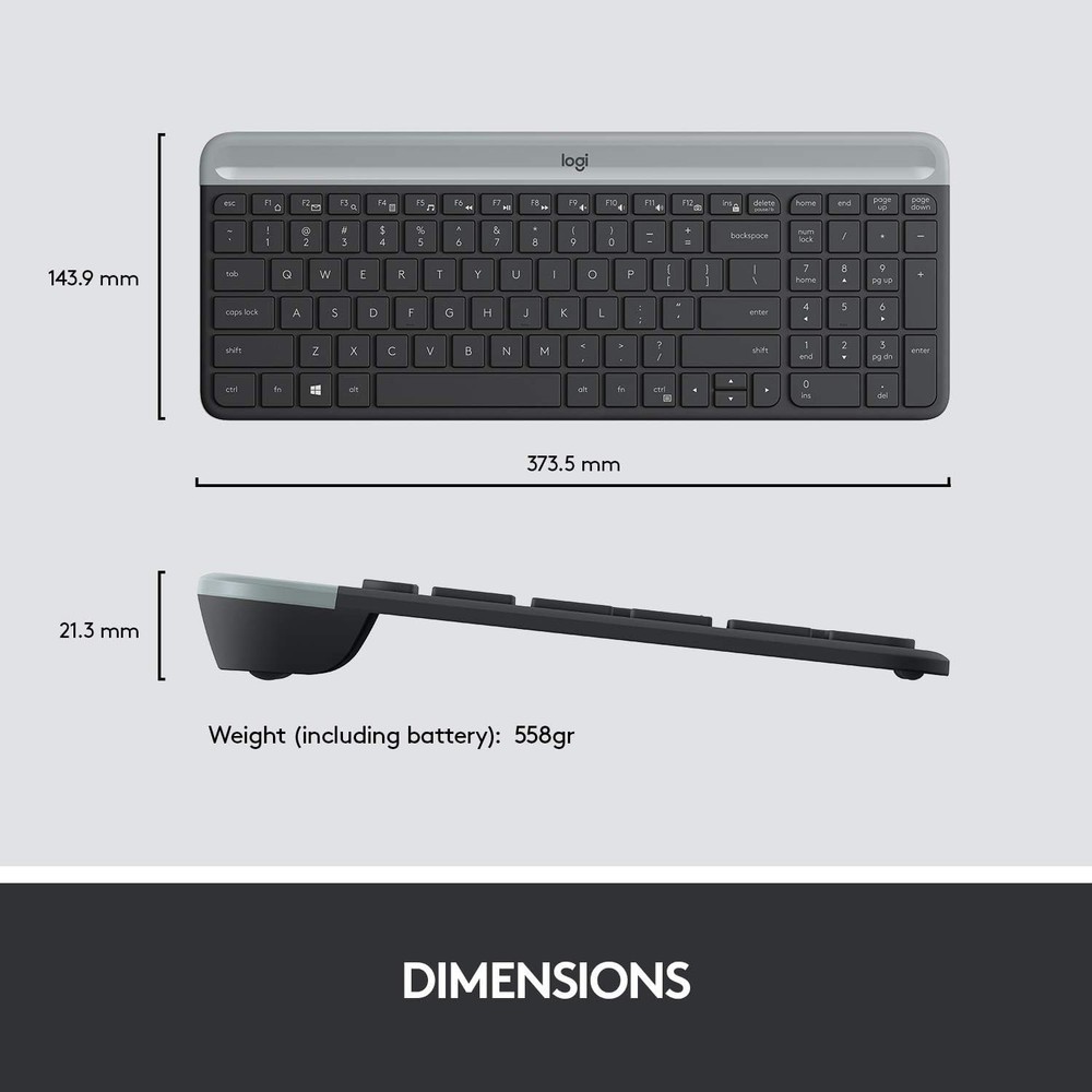 Ultra-Slim MK470 Wireless Keyboard & Mouse Combo - Ambidextrous Design, Graphite