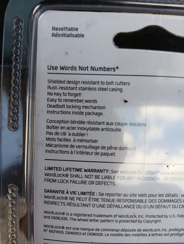 WordLock Padlock New- Use Words Not Numbers