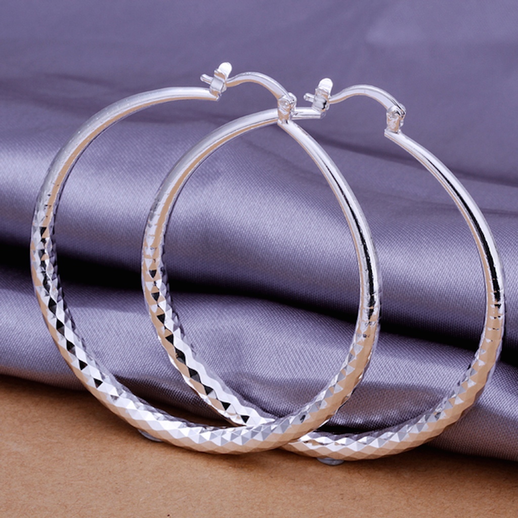 925 Sterling Silver Hoop Pierced Earrings L2