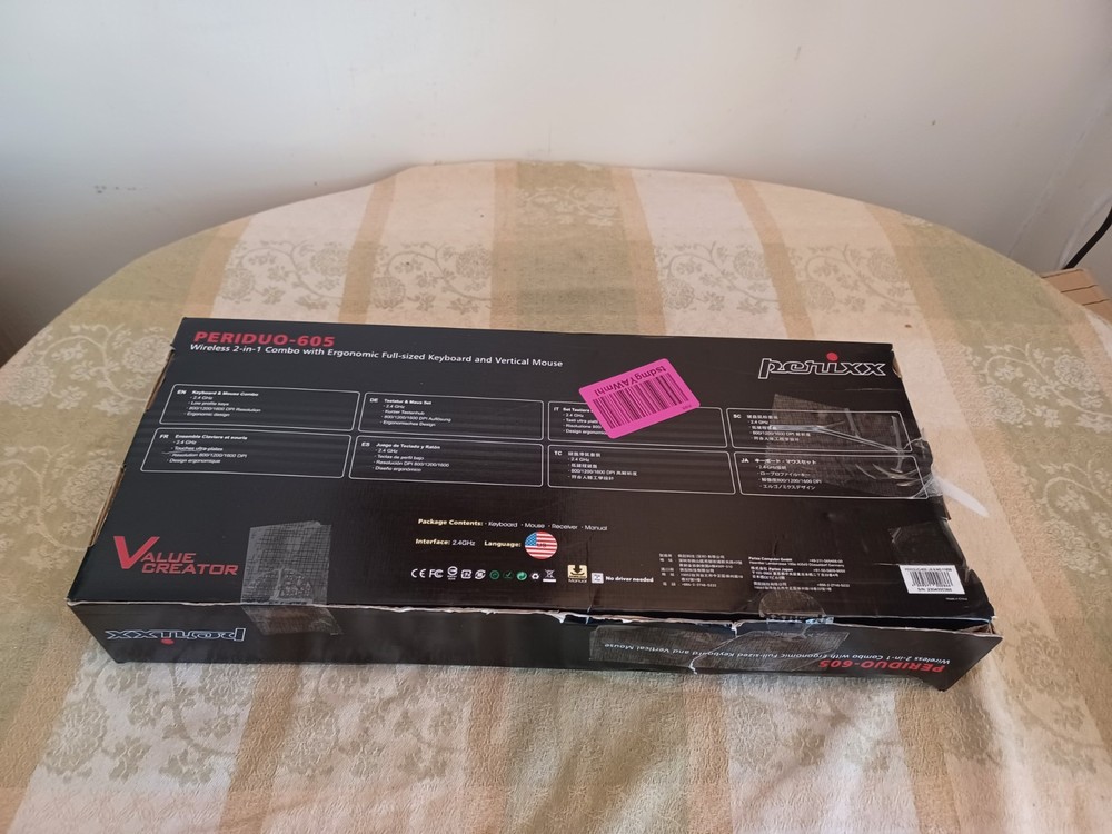 Perixx Periduo-605 Wireless Ergonomic Split Keyboard Vertical Mouse Combo Black