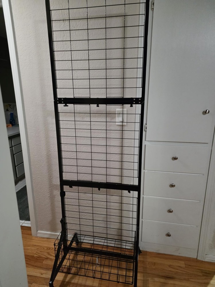 Display Grid Rack 6 ft Panel Foldable Craft Art Gridwall Tower W/ Basket & Tray