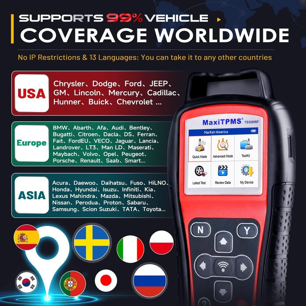 Autel MaxiTPMS TS508WF TPMS Relearn Tool TPMS Sensors Activate/Reset/Programming