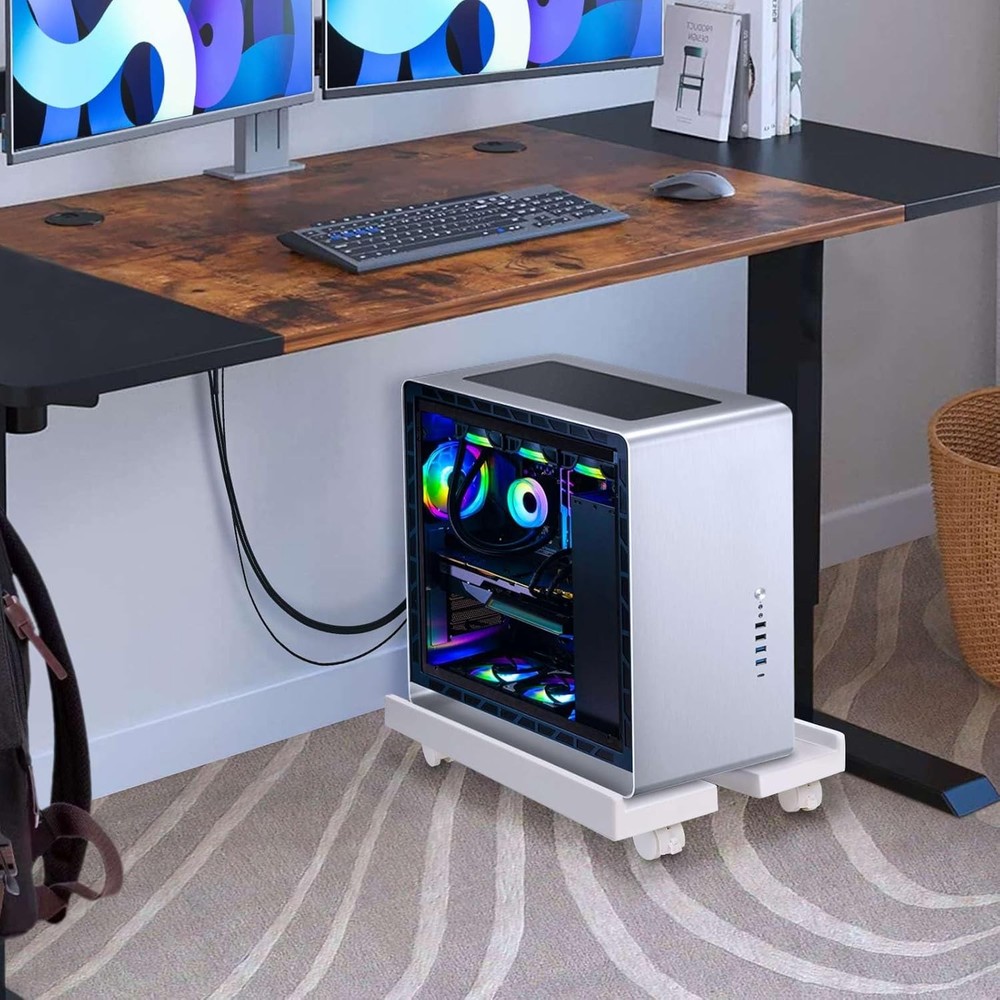 Seloom PC Stand Computer Tower Stand, Adjustable Mobile CPU White